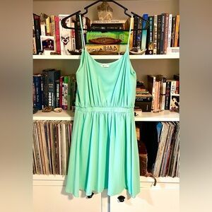Everly Mint Green A-Line Flowy Mini Dress–Size Small Elastic Waist, Lined, Chic